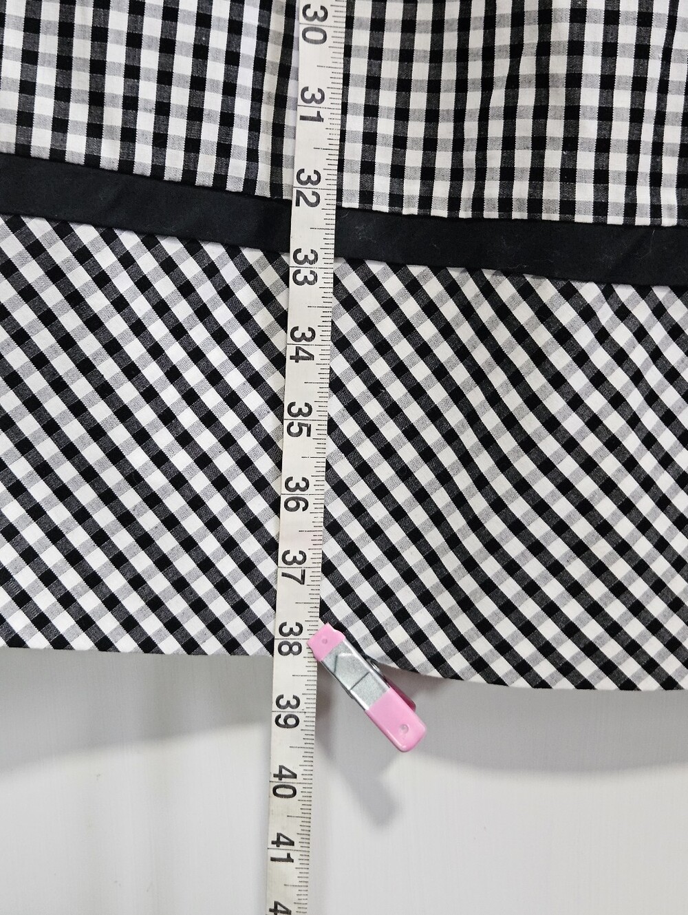 0207 Rabbit Rabbit Rabbit Designs Gingham Dress Black White Size 12 Retro Fall - Picture 14 of 14